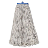 Mop Head, Economical Lie-flat Head, Cotton Fiber, 20oz, White, 12-carton