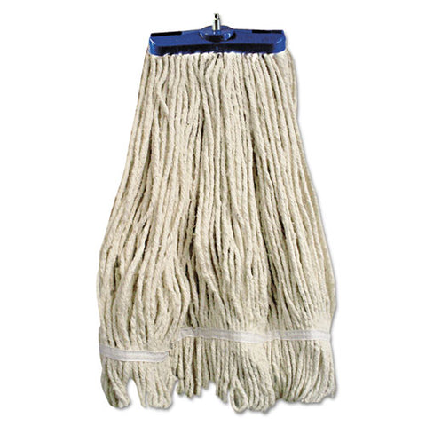 Mop Head, Lie-flat Head, Cotton Fiber, 24oz, White, 12-carton