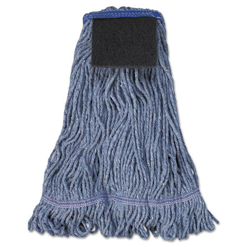 Mop Head, Loop-end, Cotton With Scrub Pad, Large, 12-carton