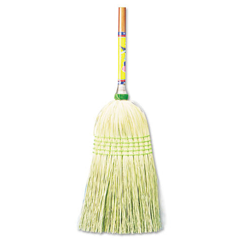 Parlor Broom, Corn Fiber Bristles, 55", Wood Handle, Natural, 12-carton