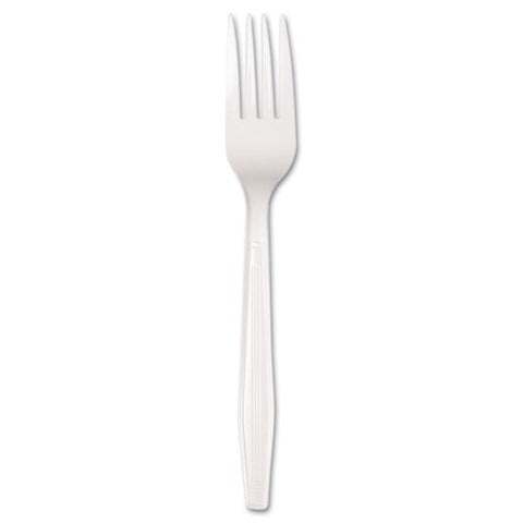 Mediumweight Polystyrene Cutlery, Fork, White, 100-box