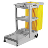 Janitor's Cart, Three-shelf, 22w X 44d X 38h, Gray
