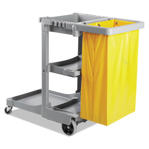 Janitor's Cart, Three-shelf, 22w X 44d X 38h, Gray