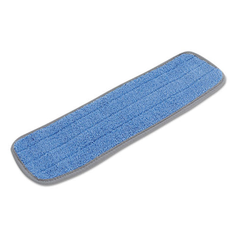 Microfiber Mop Head, Blue, 18 X 5, Split Microfiber, Hook And Loop Back, Dozen