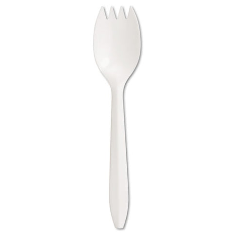 Mediumweight Polypropylene Cutlery, Spork, White, 1000-carton