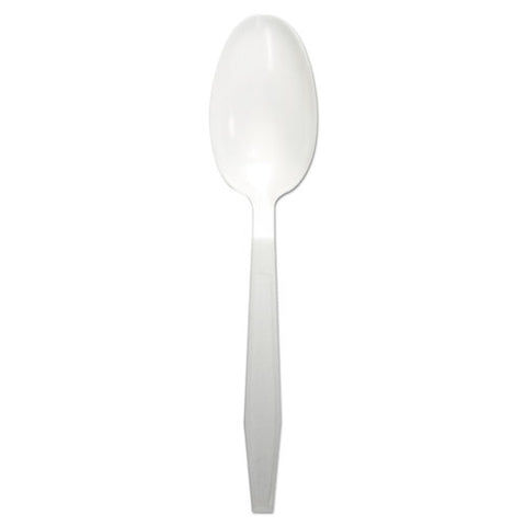 Heavyweight Polypropylene Cutlery, Teaspoon, White, 1000-carton