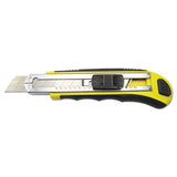 Rubber-gripped Retractable Snap Blade Knife, Straight-edged, Black-yellow