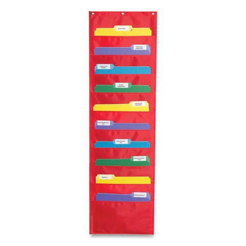 Storage Pocket Chart With Ten 13.5 X 7 Pockets, Hanger Grommets, 14 X 47