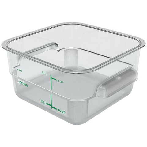 Squares Polycarbonate Food Storage Container, 2 Qt,  7.13 X 7.13 X  3.8, Clear, Plastic