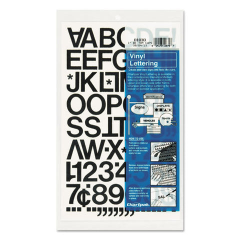 Press-on Vinyl Letters And Numbers, Self Adhesive, Black, 1"h, 88-pack