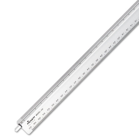 Adjustable Triangular Scale Aluminum Engineers Ruler, 12", Silver