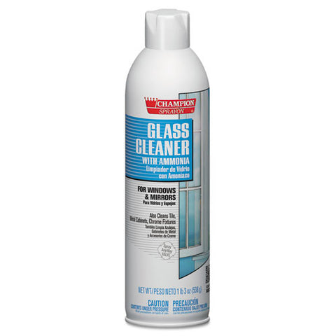 Champion Sprayon Glass Cleaner With Ammonia, 19 Oz Aerosol Spray, 12-carton