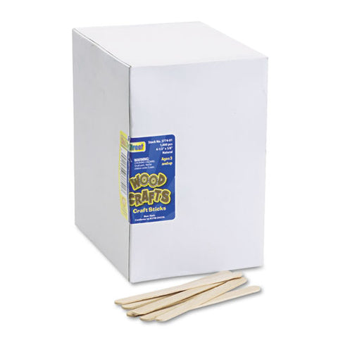 Natural Wood Craft Sticks, 4.5" X 0.38", Economy Grade Wood, Natural, 1,000-box