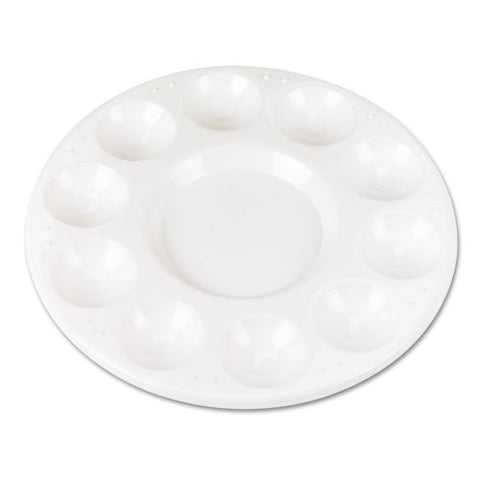 Round Plastic Paint Trays For Classroom, White, 10-pack