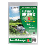 Reusable Poly Envelope, Hook And Loop Closure, 9.38 X 13, Clear, 5-pack