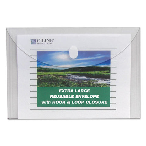Reusable Poly Envelope, Hook And Loop Closure, 9.38 X 13, Clear, 5-pack