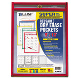 Reusable Dry Erase Pockets, 9 X 12, Assorted Primary Colors, 10-pack