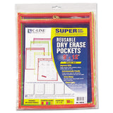 Reusable Dry Erase Pockets, 9 X 12, Assorted Neon Colors, 10-pack