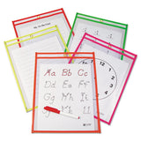 Reusable Dry Erase Pockets, 9 X 12, Assorted Neon Colors, 25-box