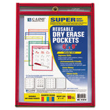 Reusable Dry Erase Pockets, 6 X 9, Assorted Primary Colors, 10-pack