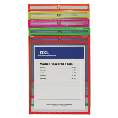 Stitched Shop Ticket Holders, Neon, Assorted 5 Colors, 75", 9 X 12, 25-bx