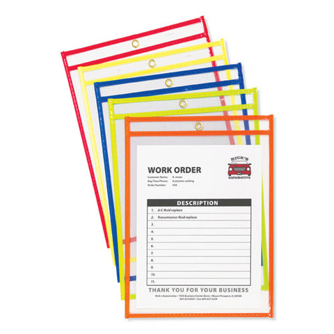 Stitched Shop Ticket Holders, Neon, Assorted 5 Colors, 75", 9 X 12, 10-pack