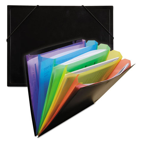 Rainbow Document Sorter-case, 5" Expansion, 5 Sections, Letter Size, Black-multicolor