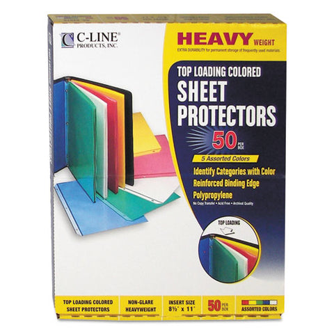 Colored Polypropylene Sheet Protectors, Assorted Colors, 2", 11 X 8 1-2, 50-bx