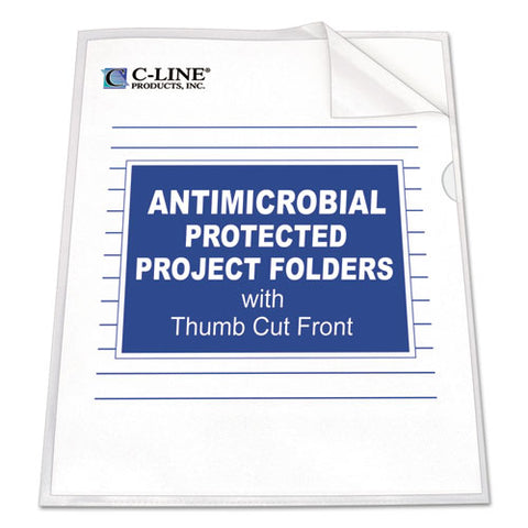 Antimicrobial Protected Poly Project Folders, Letter Size, Clear, 25-box