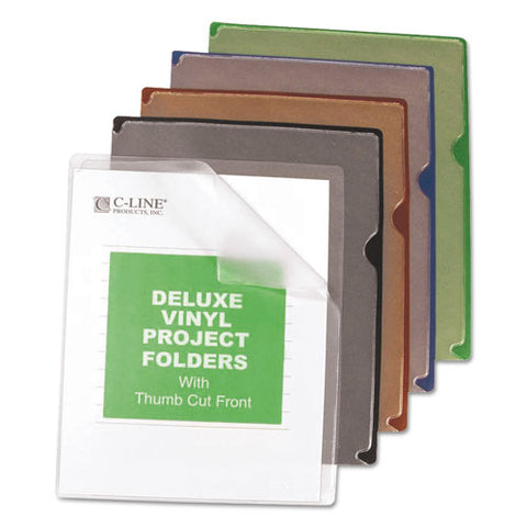Deluxe Vinyl Project Folders, Letter Size, Assorted Colors, 35-box