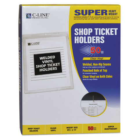 Clear Vinyl Shop Ticket Holders, Both Sides Clear, 15 Sheets, 8 1-2 X 11, 50-bx