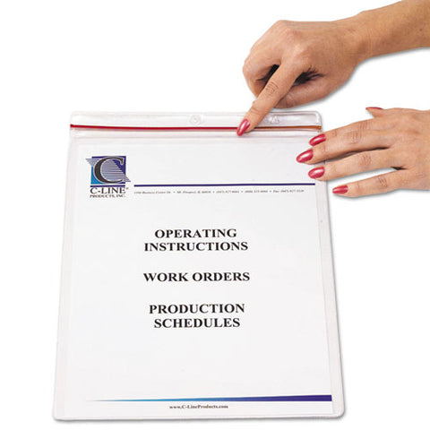 Industrial Zipper Seal Shop Ticket Holders, Vinyl, Clear, 55", 9 X 12, 15-bx