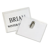 Name Badge Kits, Top Load, 4 X 3, Clear, Clip Style, 96-box