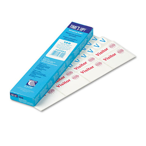 Time’s Up! Self-expiring Visitor Badges, One-day Badge, 3 X 2, White, 100-box