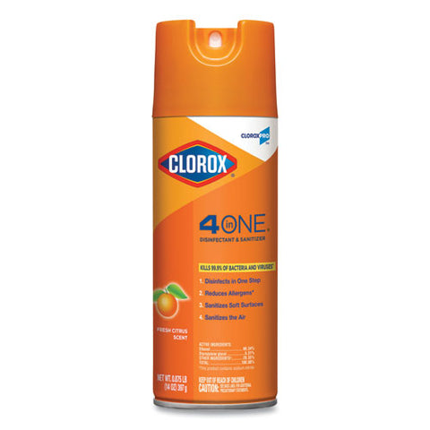 4-in-one Disinfectant And Sanitizer, Citrus, 14 Oz Aerosol Spray, 12-carton