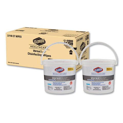 Versasure Cleaner Disinfectant Wipes, 1-ply, 12" X 12", White, 110-bucket, 2-ct