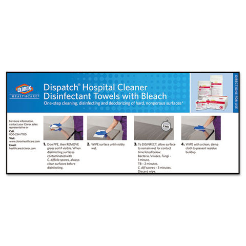 Dispatch Cleaner Disinfectant Towels, 6 3-4 X 8, 150-can