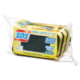 Heavy Duty Scrubber Sponge, 2.5 X 4.5, 0.9" Thick, Yellow-green, 3-pack, 24 Packs-carton