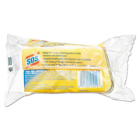 Heavy Duty Scrubber Sponge, 2.5 X 4.5, 0.9" Thick, Yellow-green, 3-pack, 24 Packs-carton