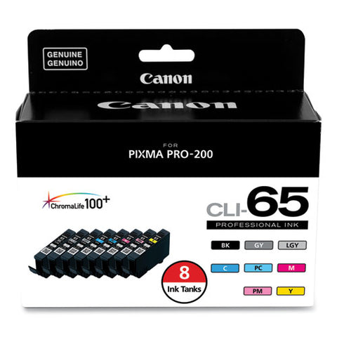 4215c007 (cli-65) Ink, Black-cyan-gray-light Gray-magenta-photo Cyan-photo Magenta-yellow, 8-pack