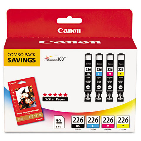 4546b007 (cli-226) Chromalife100+ Ink-paper Combo, Black-cyan-magenta-yellow