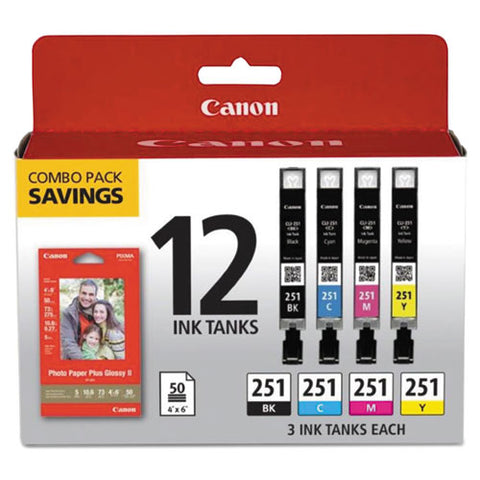 6513b010 (cli-251) Ink And Paper Combo Pack, Black-cyan-magenta-yellow