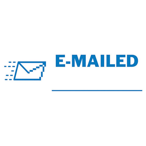 Pre-inked Shutter Stamp, Blue, Emailed, 1 5-8 X 1-2