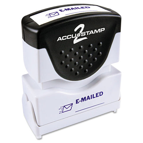 Pre-inked Shutter Stamp, Blue, Emailed, 1 5-8 X 1-2
