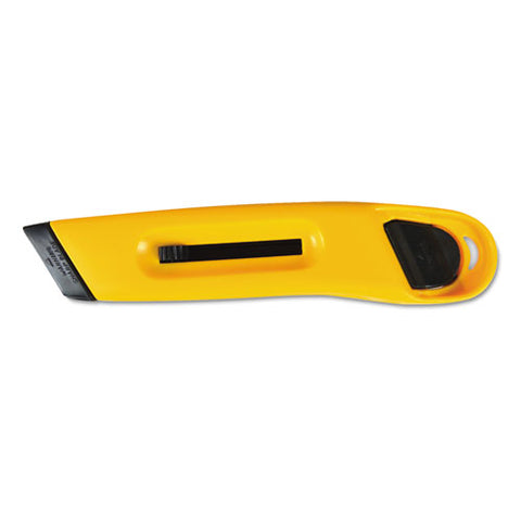 Plastic Utility Knife With Retractable Blade And Snap Closure, Yellow