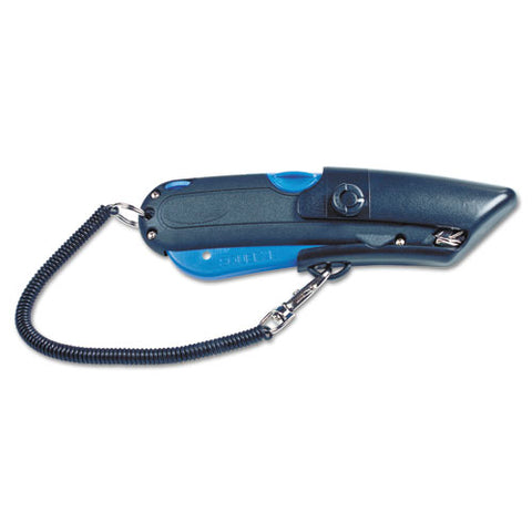 Easycut Self-retracting Cutter With Safety-tip Blade And Holster, Black-blue