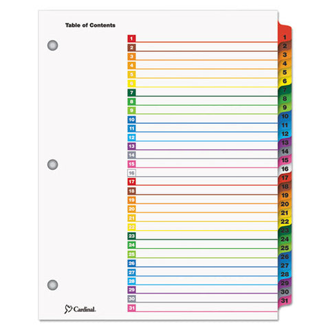 Onestep Printable Table Of Contents And Dividers, 31-tab, 1 To 31, 11 X 8.5, White, 1 Set