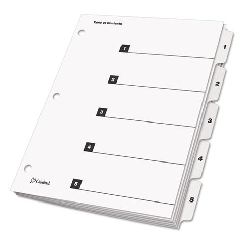 Onestep Printable Table Of Contents And Dividers, 5-tab, 1 To 5, 11 X 8.5, White, 1 Set