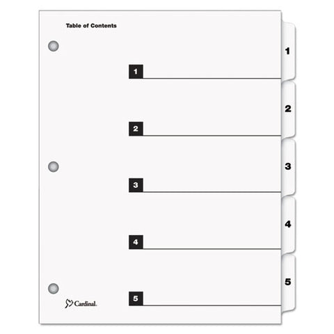 Onestep Printable Table Of Contents And Dividers, 5-tab, 1 To 5, 11 X 8.5, White, 1 Set