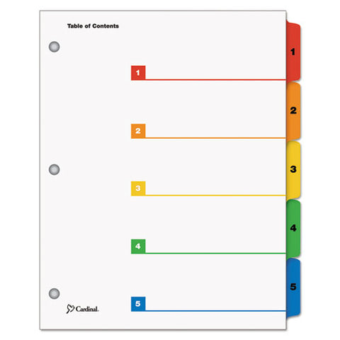 Onestep Printable Table Of Contents And Dividers, 5-tab, 1 To 5, 11 X 8.5, White, 1 Set